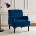 Fauteuil en velours avec rembourrage en mousse et pieds sculptés en bois massif noir | Bleu marine / Sarcelle / Fuchsia / Vert | Un seul siège