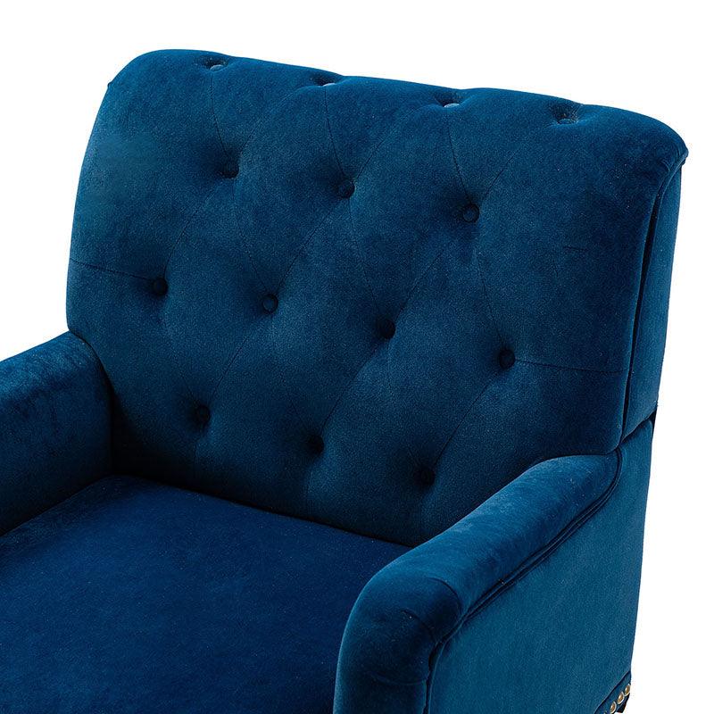 Fauteuil en velours avec rembourrage en mousse et pieds sculptés en bois massif noir | Bleu marine / Sarcelle / Fuchsia / Vert | Un seul siège
