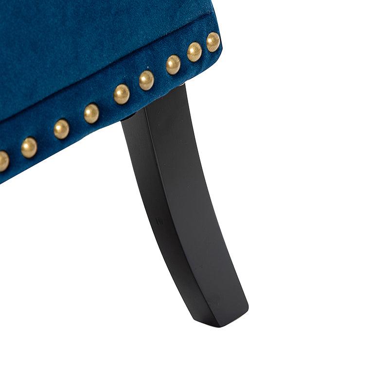 Fauteuil en velours avec rembourrage en mousse et pieds sculptés en bois massif noir | Bleu marine / Sarcelle / Fuchsia / Vert | Un seul siège