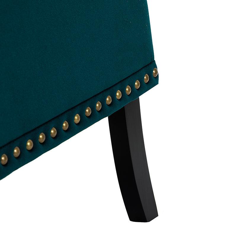 Fauteuil en velours avec rembourrage en mousse et pieds sculptés en bois massif noir | Bleu marine / Sarcelle / Fuchsia / Vert | Un seul siège