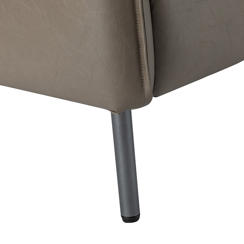 Fauteuil en similicuir à accoudoirs carrés avec coussins amovibles, assise en mousse et ressorts hélicoïdaux et pieds en métal gris fumé | Camel / Marron / Beige / Noir / Gris / Bleu marine | Une place