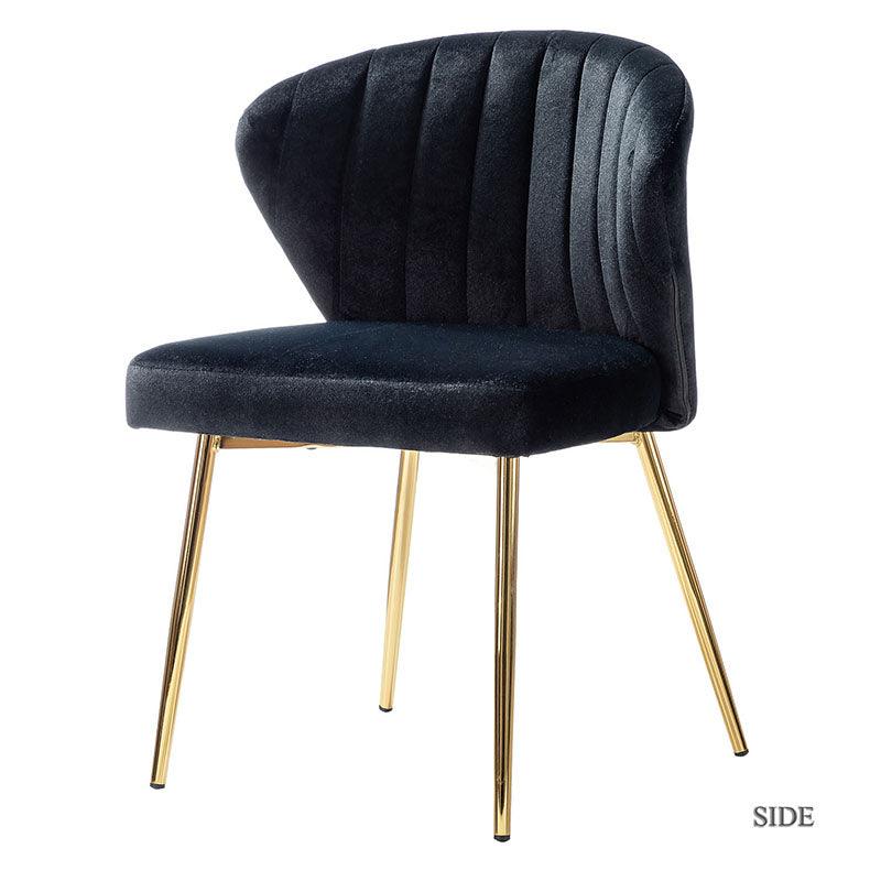 Chaise d'appoint capitonnée en velours avec rembourrage en mousse et pieds en métal doré | Jaune / Orange / Bleu sarcelle / Sauge / Rose / Bleu marine / Rouge / Vert / Fuchsia / Ivoire / Noir / Moutarde / Fauve | Siège unique
