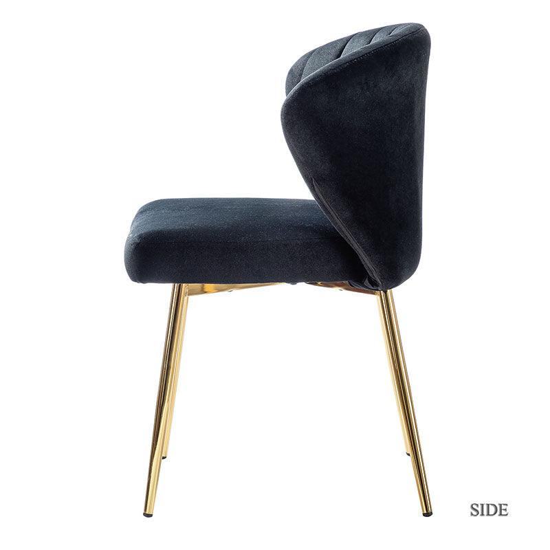 Chaise d'appoint capitonnée en velours avec rembourrage en mousse et pieds en métal doré | Jaune / Orange / Bleu sarcelle / Sauge / Rose / Bleu marine / Rouge / Vert / Fuchsia / Ivoire / Noir / Moutarde / Fauve | Siège unique