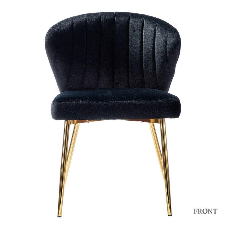Chaise d'appoint capitonnée en velours avec rembourrage en mousse et pieds en métal doré | Jaune / Orange / Bleu sarcelle / Sauge / Rose / Bleu marine / Rouge / Vert / Fuchsia / Ivoire / Noir / Moutarde / Fauve | Siège unique