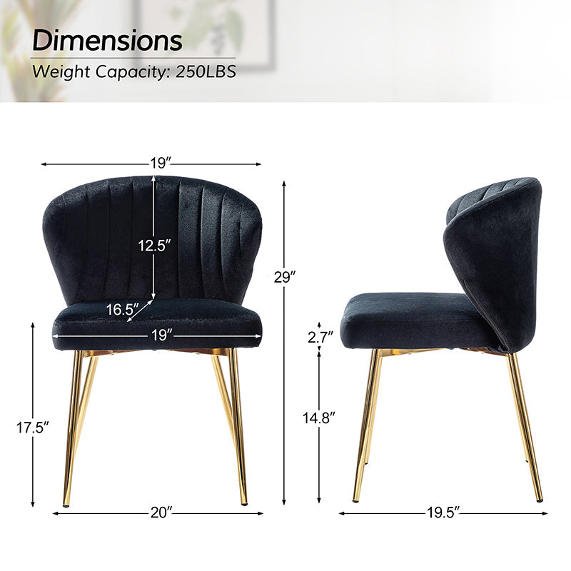 Chaise d'appoint capitonnée en velours avec rembourrage en mousse et pieds en métal doré | Jaune / Orange / Bleu sarcelle / Sauge / Rose / Bleu marine / Rouge / Vert / Fuchsia / Ivoire / Noir / Moutarde / Fauve | Siège unique
