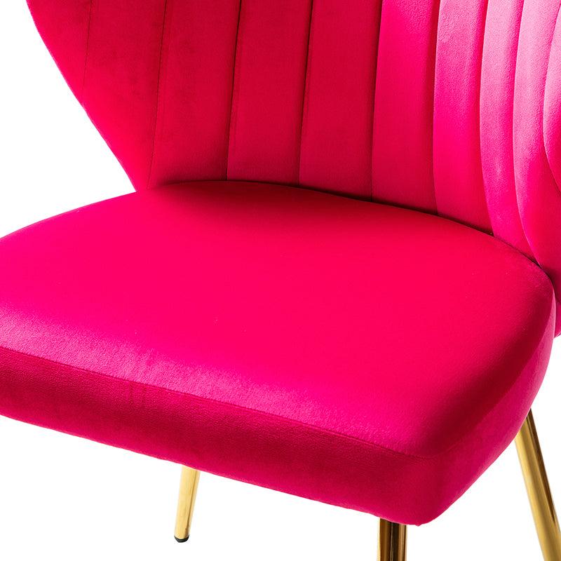 Chaise d'appoint capitonnée en velours avec rembourrage en mousse et pieds en métal doré | Jaune / Orange / Bleu sarcelle / Sauge / Rose / Bleu marine / Rouge / Vert / Fuchsia / Ivoire / Noir / Moutarde / Fauve | Siège unique