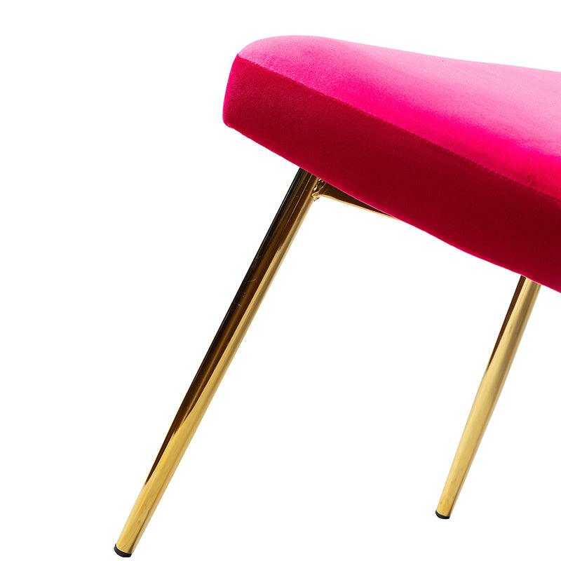 Chaise d'appoint capitonnée en velours avec rembourrage en mousse et pieds en métal doré | Jaune / Orange / Bleu sarcelle / Sauge / Rose / Bleu marine / Rouge / Vert / Fuchsia / Ivoire / Noir / Moutarde / Fauve | Siège unique