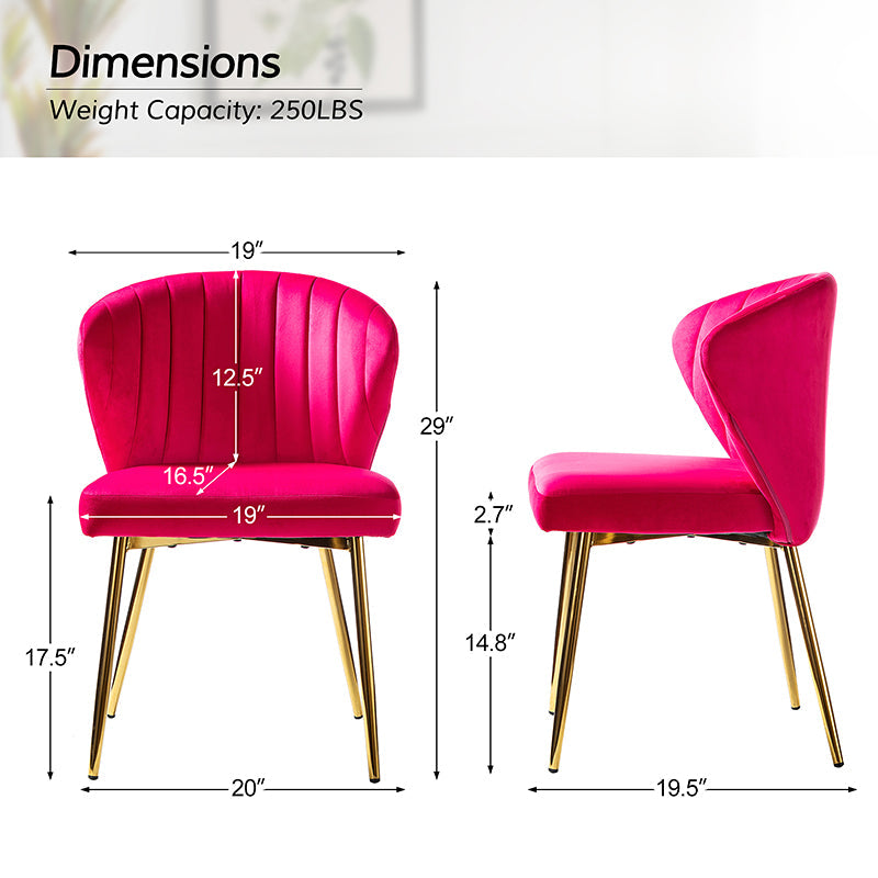 Chaise d'appoint capitonnée en velours avec rembourrage en mousse et pieds en métal doré | Jaune / Orange / Bleu sarcelle / Sauge / Rose / Bleu marine / Rouge / Vert / Fuchsia / Ivoire / Noir / Moutarde / Fauve | Siège unique