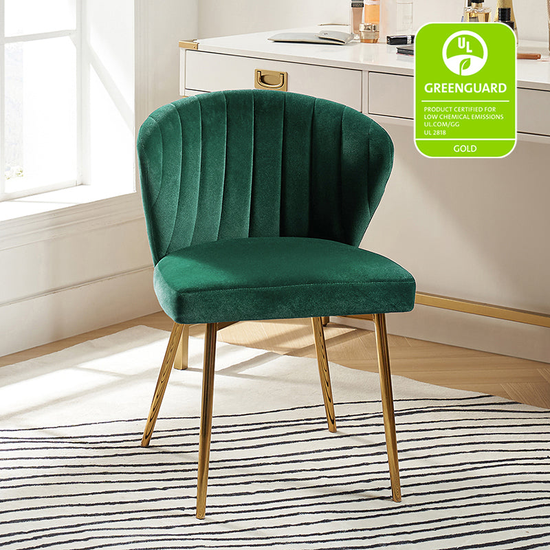 Chaise d'appoint capitonnée en velours avec rembourrage en mousse et pieds en métal doré | Jaune / Orange / Bleu sarcelle / Sauge / Rose / Bleu marine / Rouge / Vert / Fuchsia / Ivoire / Noir / Moutarde / Fauve | Siège unique