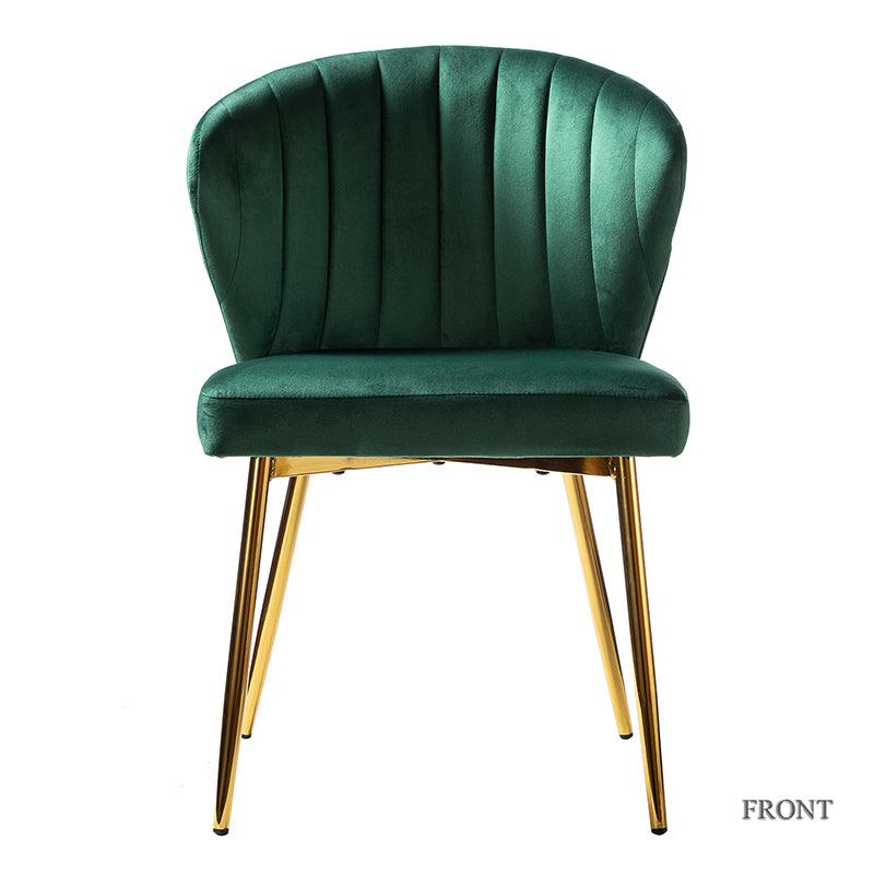 Chaise d'appoint capitonnée en velours avec rembourrage en mousse et pieds en métal doré | Jaune / Orange / Bleu sarcelle / Sauge / Rose / Bleu marine / Rouge / Vert / Fuchsia / Ivoire / Noir / Moutarde / Fauve | Siège unique