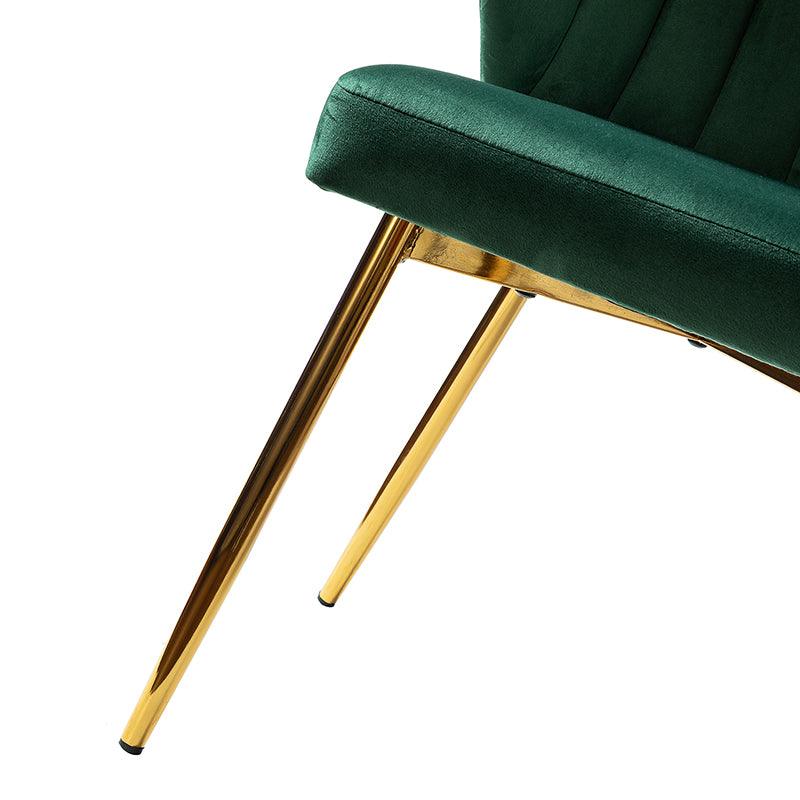 Chaise d'appoint capitonnée en velours avec rembourrage en mousse et pieds en métal doré | Jaune / Orange / Bleu sarcelle / Sauge / Rose / Bleu marine / Rouge / Vert / Fuchsia / Ivoire / Noir / Moutarde / Fauve | Siège unique