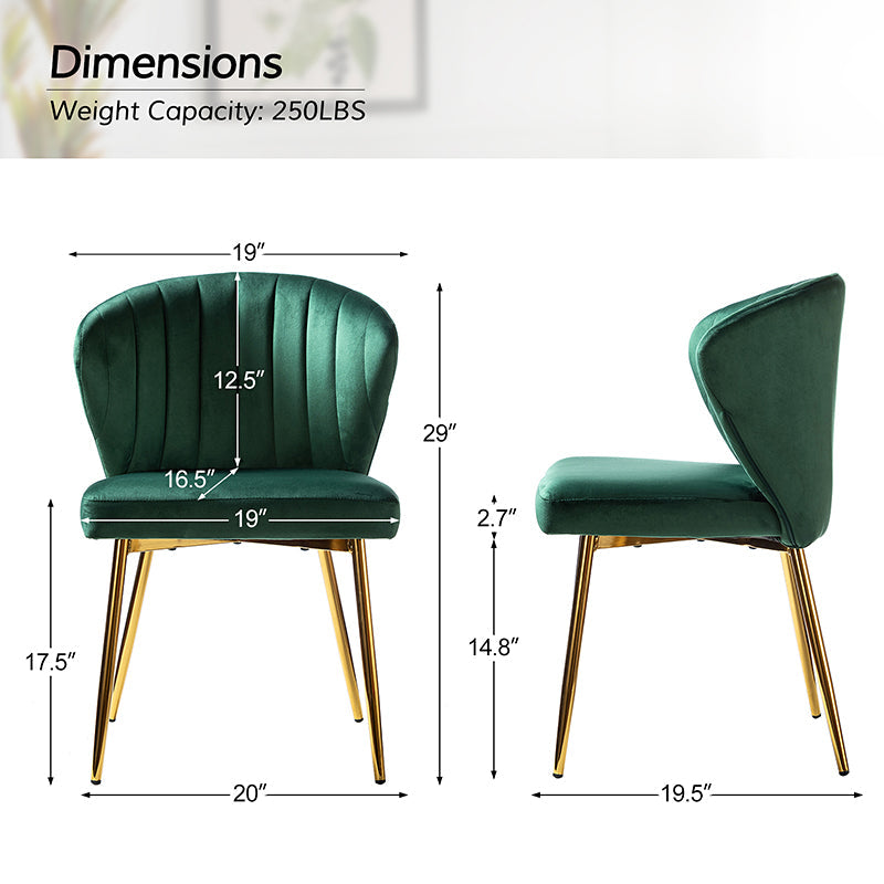 Chaise d'appoint capitonnée en velours avec rembourrage en mousse et pieds en métal doré | Jaune / Orange / Bleu sarcelle / Sauge / Rose / Bleu marine / Rouge / Vert / Fuchsia / Ivoire / Noir / Moutarde / Fauve | Siège unique