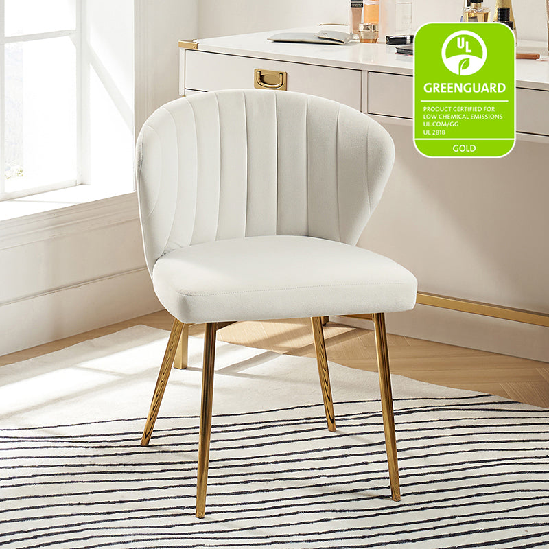 Chaise d'appoint capitonnée en velours avec rembourrage en mousse et pieds en métal doré | Jaune / Orange / Bleu sarcelle / Sauge / Rose / Bleu marine / Rouge / Vert / Fuchsia / Ivoire / Noir / Moutarde / Fauve | Siège unique