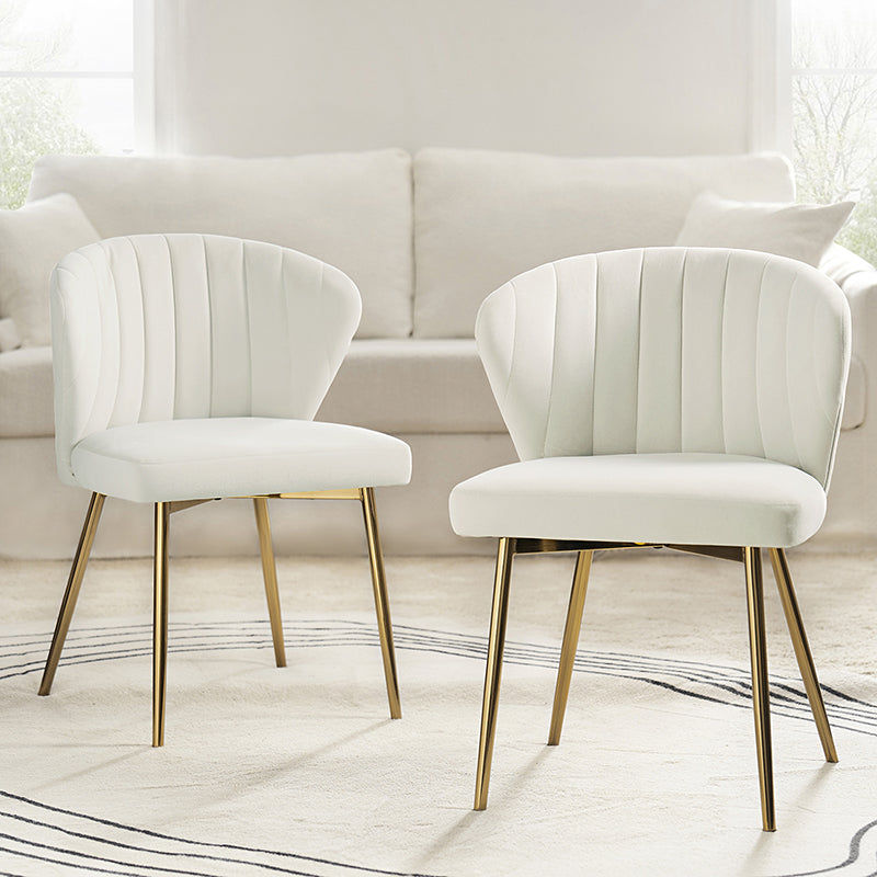 Chaise d'appoint capitonnée en velours avec rembourrage en mousse et pieds en métal doré | Jaune / Orange / Bleu sarcelle / Sauge / Rose / Bleu marine / Rouge / Vert / Fuchsia / Ivoire / Noir / Moutarde / Fauve | Siège unique