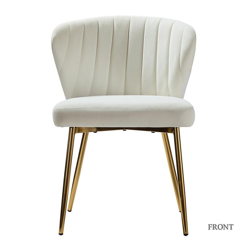 Chaise d'appoint capitonnée en velours avec rembourrage en mousse et pieds en métal doré | Jaune / Orange / Bleu sarcelle / Sauge / Rose / Bleu marine / Rouge / Vert / Fuchsia / Ivoire / Noir / Moutarde / Fauve | Siège unique