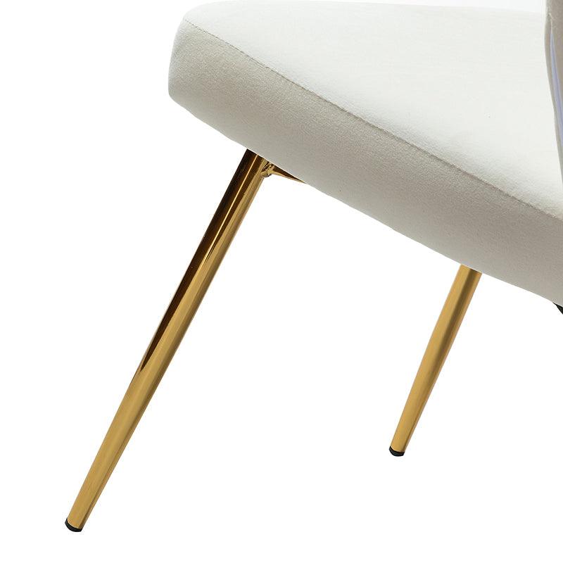 Chaise d'appoint capitonnée en velours avec rembourrage en mousse et pieds en métal doré | Jaune / Orange / Bleu sarcelle / Sauge / Rose / Bleu marine / Rouge / Vert / Fuchsia / Ivoire / Noir / Moutarde / Fauve | Siège unique