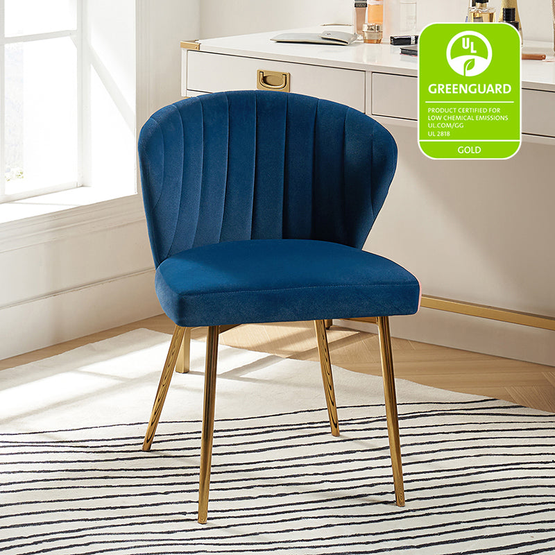 Chaise d'appoint capitonnée en velours avec rembourrage en mousse et pieds en métal doré | Jaune / Orange / Bleu sarcelle / Sauge / Rose / Bleu marine / Rouge / Vert / Fuchsia / Ivoire / Noir / Moutarde / Fauve | Siège unique