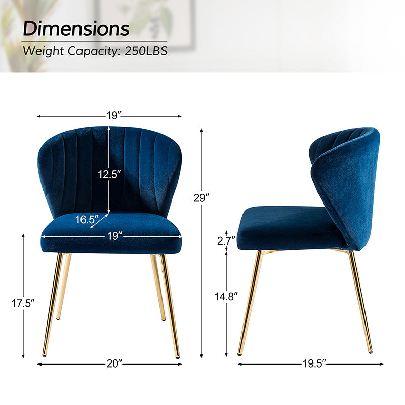 Chaise d'appoint capitonnée en velours avec rembourrage en mousse et pieds en métal doré | Jaune / Orange / Bleu sarcelle / Sauge / Rose / Bleu marine / Rouge / Vert / Fuchsia / Ivoire / Noir / Moutarde / Fauve | Siège unique