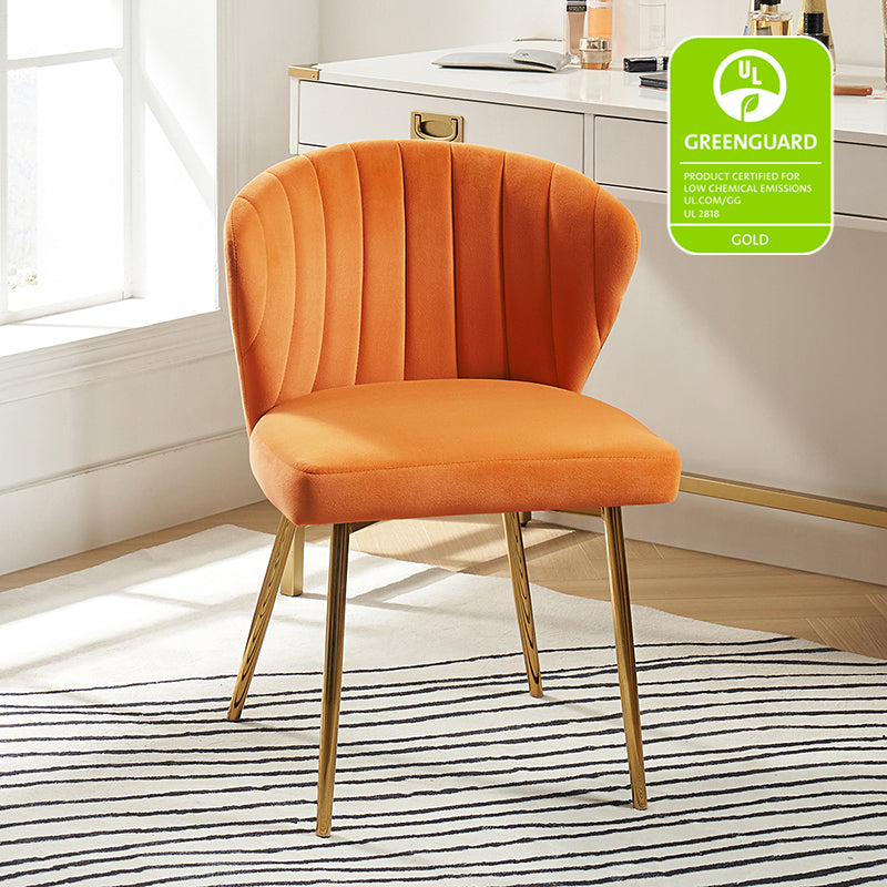 Chaise d'appoint capitonnée en velours avec rembourrage en mousse et pieds en métal doré | Jaune / Orange / Bleu sarcelle / Sauge / Rose / Bleu marine / Rouge / Vert / Fuchsia / Ivoire / Noir / Moutarde / Fauve | Siège unique