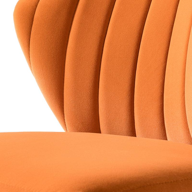 Chaise d'appoint capitonnée en velours avec rembourrage en mousse et pieds en métal doré | Jaune / Orange / Bleu sarcelle / Sauge / Rose / Bleu marine / Rouge / Vert / Fuchsia / Ivoire / Noir / Moutarde / Fauve | Siège unique