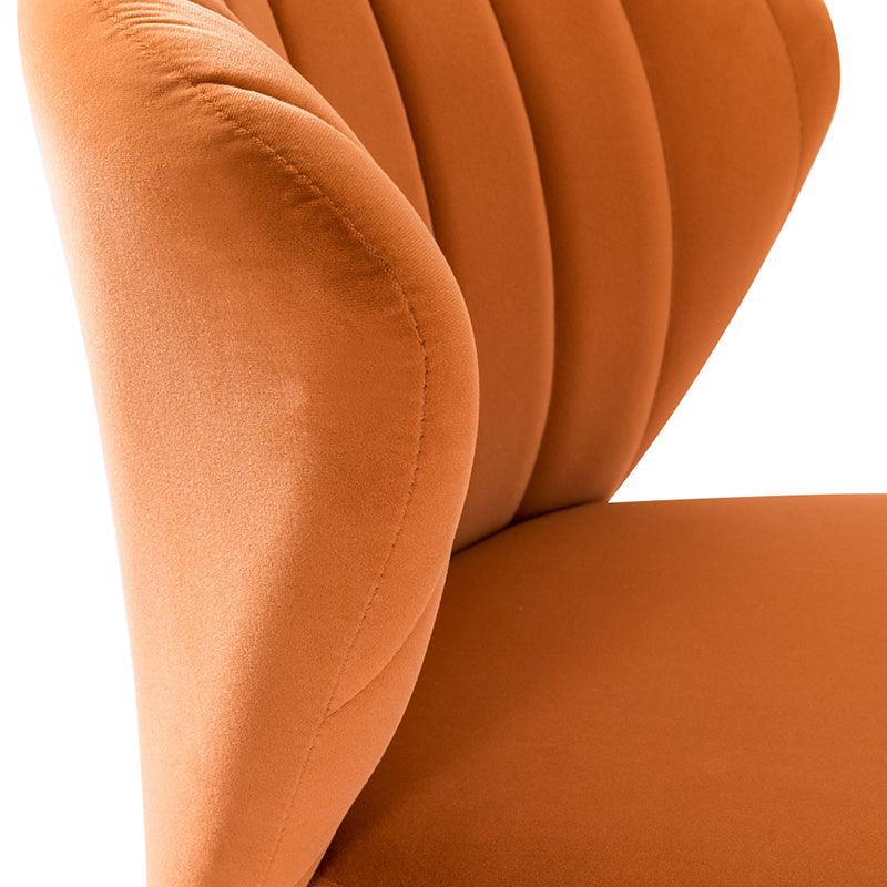 Chaise d'appoint capitonnée en velours avec rembourrage en mousse et pieds en métal doré | Jaune / Orange / Bleu sarcelle / Sauge / Rose / Bleu marine / Rouge / Vert / Fuchsia / Ivoire / Noir / Moutarde / Fauve | Siège unique