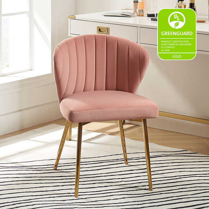 Chaise d'appoint capitonnée en velours avec rembourrage en mousse et pieds en métal doré | Jaune / Orange / Bleu sarcelle / Sauge / Rose / Bleu marine / Rouge / Vert / Fuchsia / Ivoire / Noir / Moutarde / Fauve | Siège unique