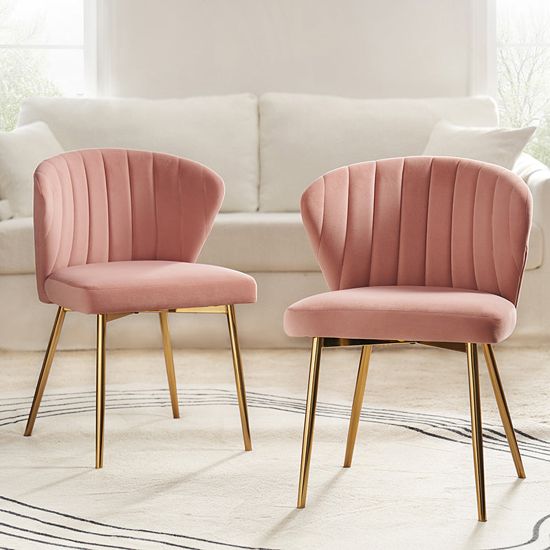 Chaise d'appoint capitonnée en velours avec rembourrage en mousse et pieds en métal doré | Jaune / Orange / Bleu sarcelle / Sauge / Rose / Bleu marine / Rouge / Vert / Fuchsia / Ivoire / Noir / Moutarde / Fauve | Siège unique