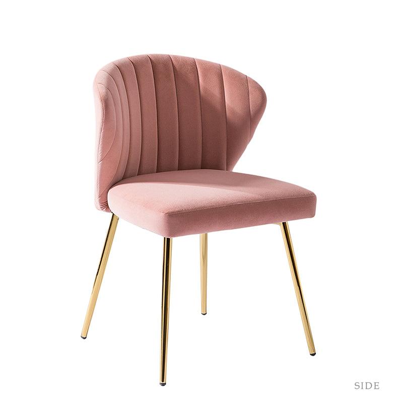 Chaise d'appoint capitonnée en velours avec rembourrage en mousse et pieds en métal doré | Jaune / Orange / Bleu sarcelle / Sauge / Rose / Bleu marine / Rouge / Vert / Fuchsia / Ivoire / Noir / Moutarde / Fauve | Siège unique