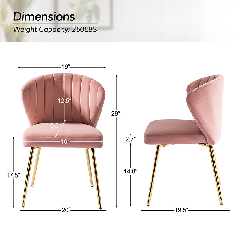 Chaise d'appoint capitonnée en velours avec rembourrage en mousse et pieds en métal doré | Jaune / Orange / Bleu sarcelle / Sauge / Rose / Bleu marine / Rouge / Vert / Fuchsia / Ivoire / Noir / Moutarde / Fauve | Siège unique