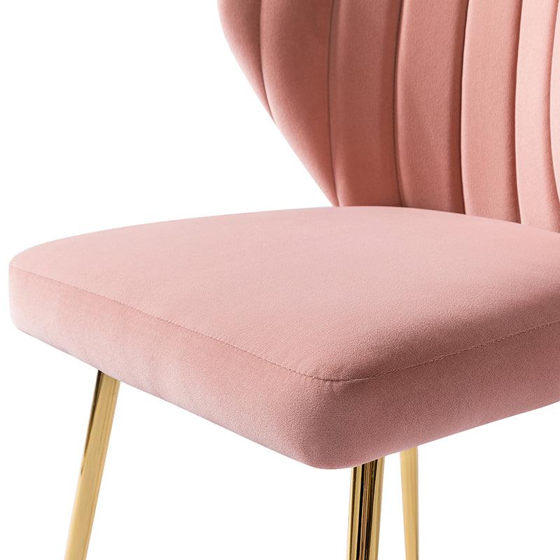 Chaise d'appoint capitonnée en velours avec rembourrage en mousse et pieds en métal doré | Jaune / Orange / Bleu sarcelle / Sauge / Rose / Bleu marine / Rouge / Vert / Fuchsia / Ivoire / Noir / Moutarde / Fauve | Siège unique