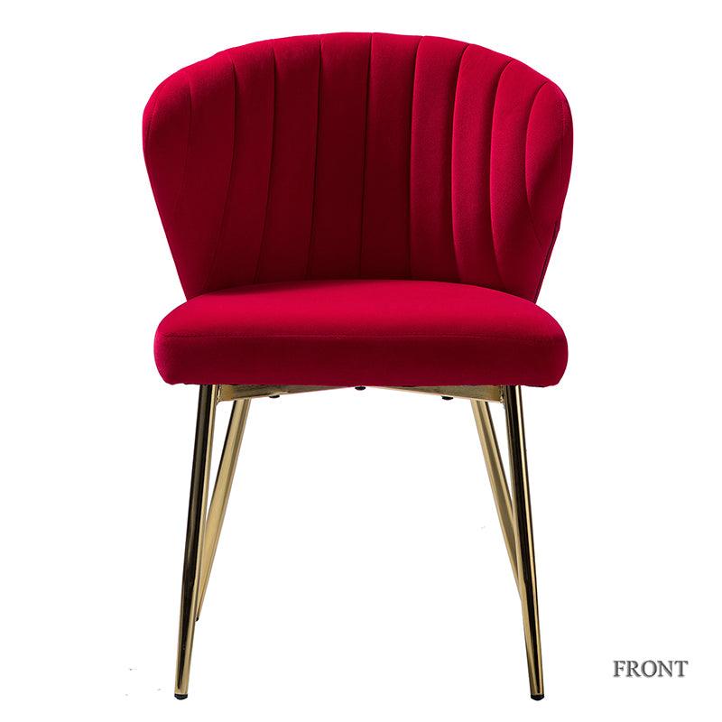 Chaise d'appoint capitonnée en velours avec rembourrage en mousse et pieds en métal doré | Jaune / Orange / Bleu sarcelle / Sauge / Rose / Bleu marine / Rouge / Vert / Fuchsia / Ivoire / Noir / Moutarde / Fauve | Siège unique