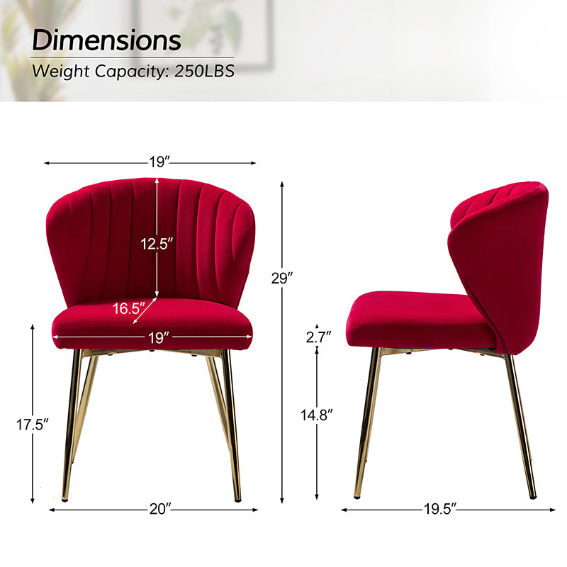 Chaise d'appoint capitonnée en velours avec rembourrage en mousse et pieds en métal doré | Jaune / Orange / Bleu sarcelle / Sauge / Rose / Bleu marine / Rouge / Vert / Fuchsia / Ivoire / Noir / Moutarde / Fauve | Siège unique