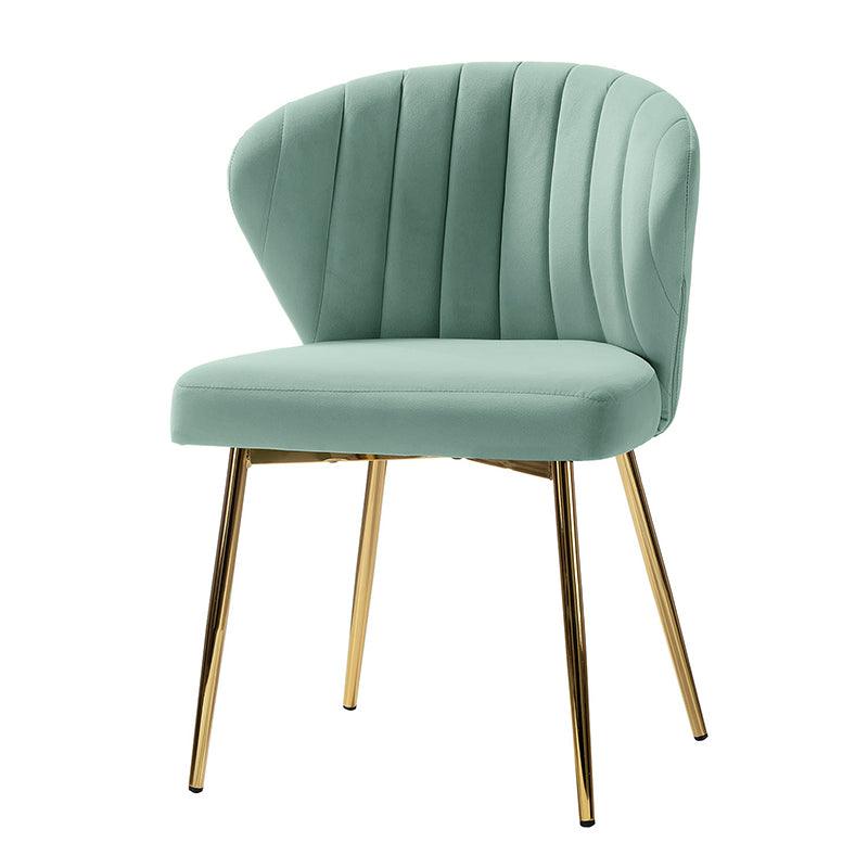 Chaise d'appoint capitonnée en velours avec rembourrage en mousse et pieds en métal doré | Jaune / Orange / Bleu sarcelle / Sauge / Rose / Bleu marine / Rouge / Vert / Fuchsia / Ivoire / Noir / Moutarde / Fauve | Siège unique