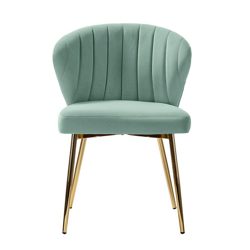 Chaise d'appoint capitonnée en velours avec rembourrage en mousse et pieds en métal doré | Jaune / Orange / Bleu sarcelle / Sauge / Rose / Bleu marine / Rouge / Vert / Fuchsia / Ivoire / Noir / Moutarde / Fauve | Siège unique