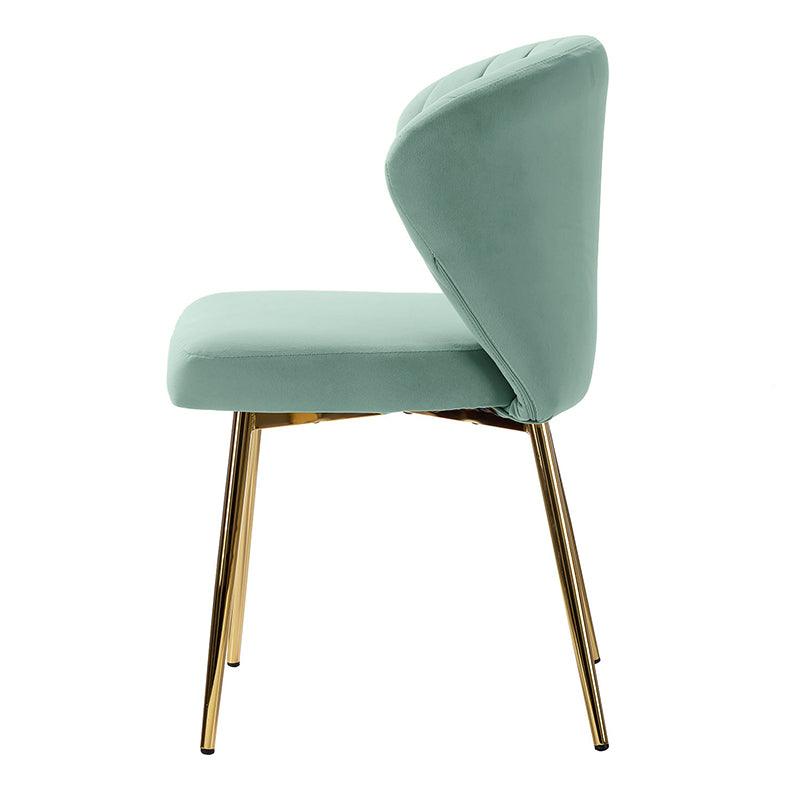 Chaise d'appoint capitonnée en velours avec rembourrage en mousse et pieds en métal doré | Jaune / Orange / Bleu sarcelle / Sauge / Rose / Bleu marine / Rouge / Vert / Fuchsia / Ivoire / Noir / Moutarde / Fauve | Siège unique