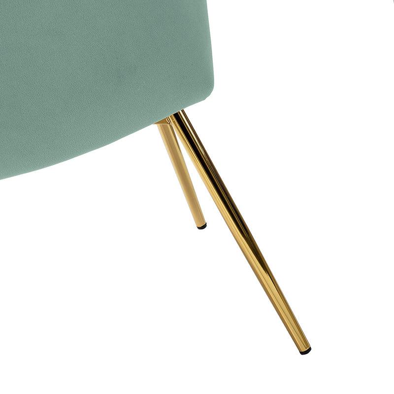 Chaise d'appoint capitonnée en velours avec rembourrage en mousse et pieds en métal doré | Jaune / Orange / Bleu sarcelle / Sauge / Rose / Bleu marine / Rouge / Vert / Fuchsia / Ivoire / Noir / Moutarde / Fauve | Siège unique