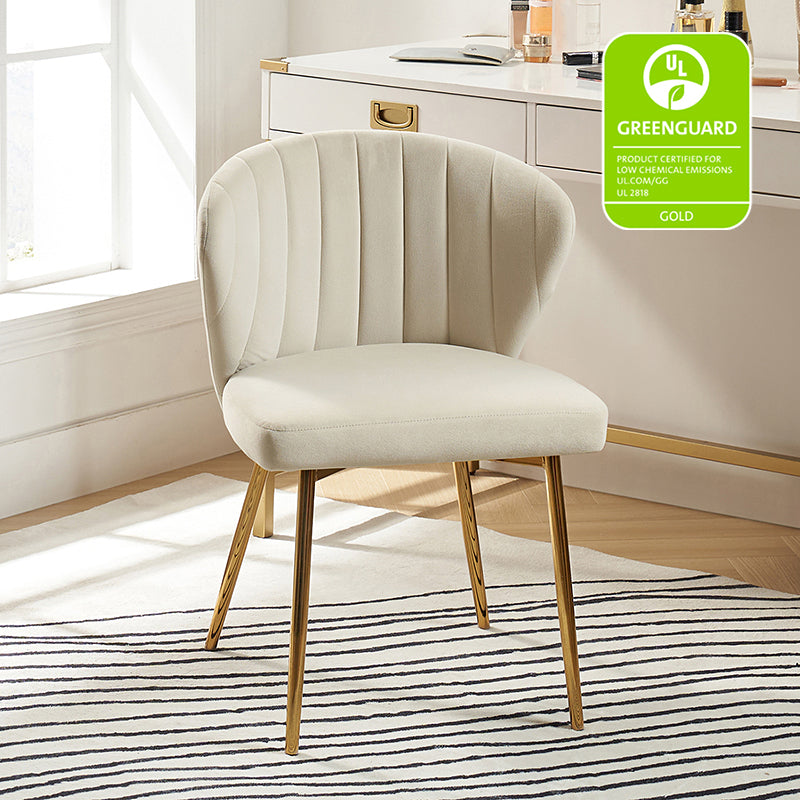 Chaise d'appoint capitonnée en velours avec rembourrage en mousse et pieds en métal doré | Jaune / Orange / Bleu sarcelle / Sauge / Rose / Bleu marine / Rouge / Vert / Fuchsia / Ivoire / Noir / Moutarde / Fauve | Siège unique