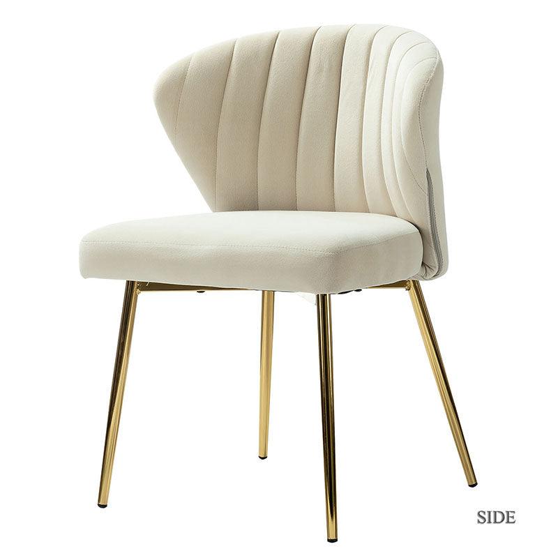 Chaise d'appoint capitonnée en velours avec rembourrage en mousse et pieds en métal doré | Jaune / Orange / Bleu sarcelle / Sauge / Rose / Bleu marine / Rouge / Vert / Fuchsia / Ivoire / Noir / Moutarde / Fauve | Siège unique