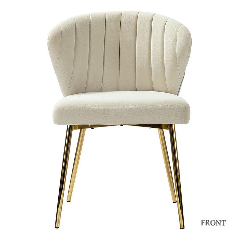Chaise d'appoint capitonnée en velours avec rembourrage en mousse et pieds en métal doré | Jaune / Orange / Bleu sarcelle / Sauge / Rose / Bleu marine / Rouge / Vert / Fuchsia / Ivoire / Noir / Moutarde / Fauve | Siège unique
