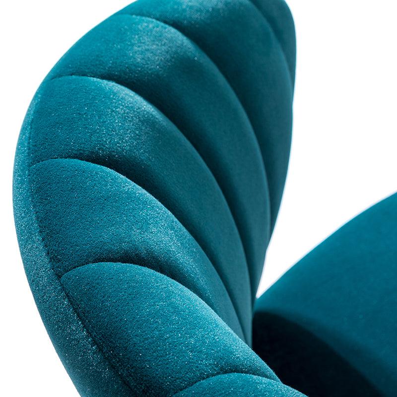 Chaise d'appoint capitonnée en velours avec rembourrage en mousse et pieds en métal doré | Jaune / Orange / Bleu sarcelle / Sauge / Rose / Bleu marine / Rouge / Vert / Fuchsia / Ivoire / Noir / Moutarde / Fauve | Siège unique