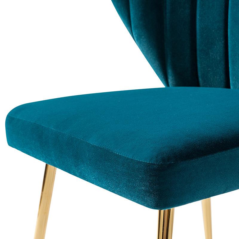 Chaise d'appoint capitonnée en velours avec rembourrage en mousse et pieds en métal doré | Jaune / Orange / Bleu sarcelle / Sauge / Rose / Bleu marine / Rouge / Vert / Fuchsia / Ivoire / Noir / Moutarde / Fauve | Siège unique