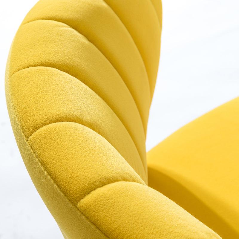 Chaise d'appoint capitonnée en velours avec rembourrage en mousse et pieds en métal doré | Jaune / Orange / Bleu sarcelle / Sauge / Rose / Bleu marine / Rouge / Vert / Fuchsia / Ivoire / Noir / Moutarde / Fauve | Siège unique