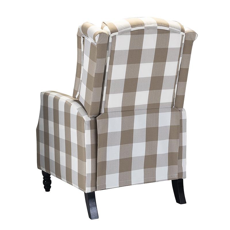Fauteuil inclinable à oreilles, dossier poussoir, motif, avec assise en mousse, verrouillage 2 positions et pieds en bouleau | Noir / Marine / Rouge / Jardin / Indigo / Beige / Oiseau | Siège simple