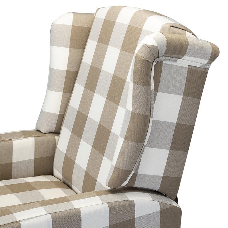 Fauteuil inclinable à oreilles, dossier poussoir, motif, avec assise en mousse, verrouillage 2 positions et pieds en bouleau | Noir / Marine / Rouge / Jardin / Indigo / Beige / Oiseau | Siège simple
