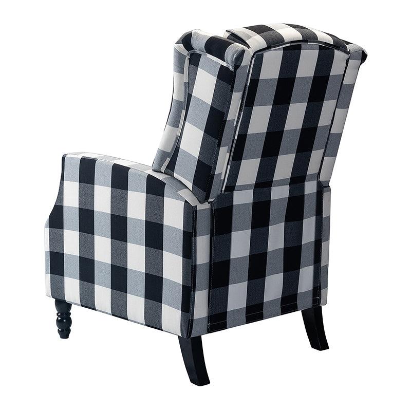 Fauteuil inclinable à oreilles, dossier poussoir, motif, avec assise en mousse, verrouillage 2 positions et pieds en bouleau | Noir / Marine / Rouge / Jardin / Indigo / Beige / Oiseau | Siège simple