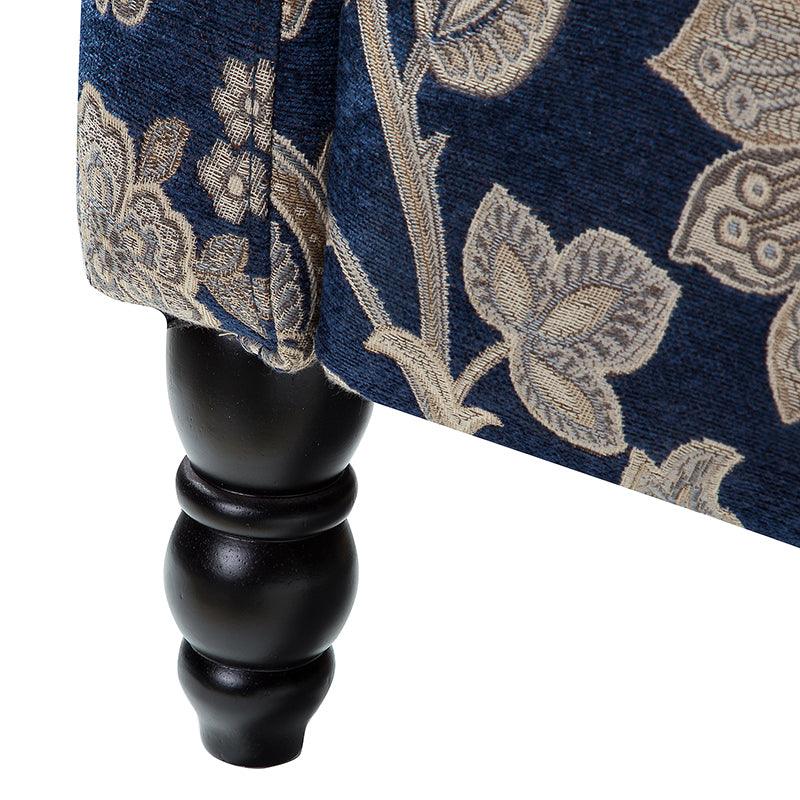 Fauteuil inclinable à oreilles, dossier poussoir, motif, avec assise en mousse, verrouillage 2 positions et pieds en bouleau | Noir / Marine / Rouge / Jardin / Indigo / Beige / Oiseau | Siège simple