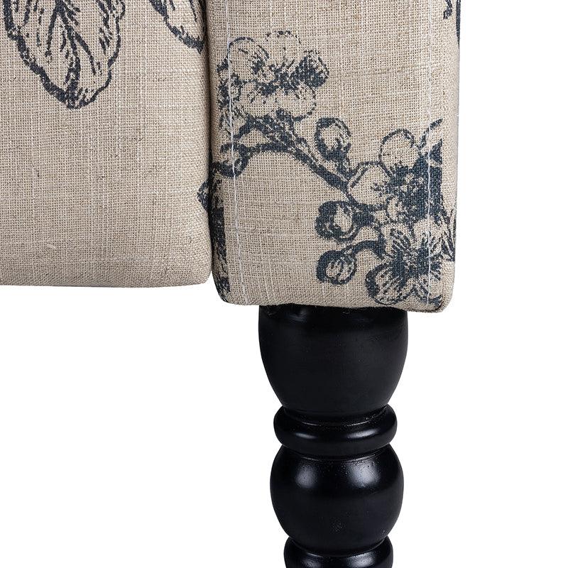 Fauteuil inclinable à oreilles, dossier poussoir, motif, avec assise en mousse, verrouillage 2 positions et pieds en bouleau | Noir / Marine / Rouge / Jardin / Indigo / Beige / Oiseau | Siège simple