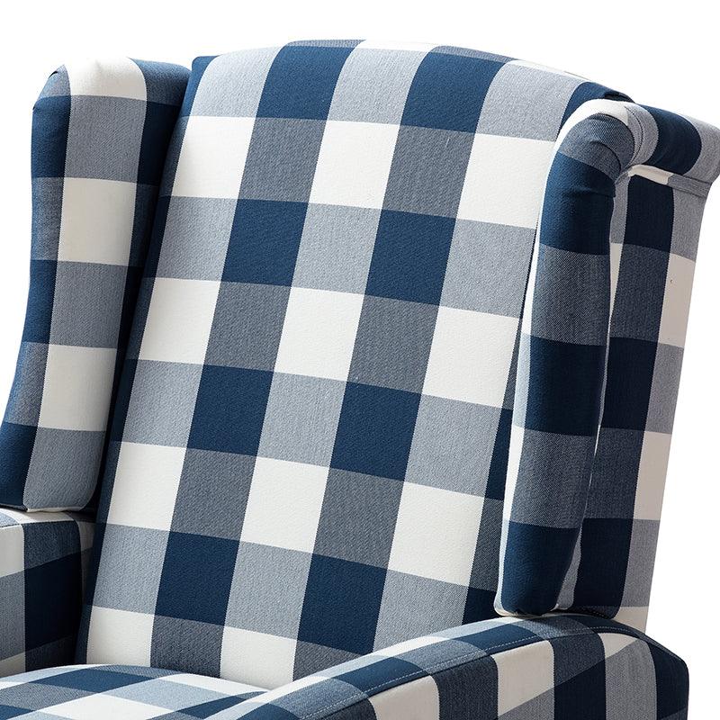 Fauteuil inclinable à oreilles, dossier poussoir, motif, avec assise en mousse, verrouillage 2 positions et pieds en bouleau | Noir / Marine / Rouge / Jardin / Indigo / Beige / Oiseau | Siège simple
