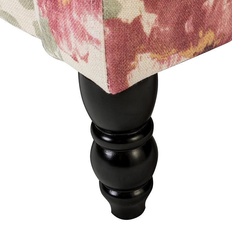 Fauteuil inclinable à oreilles, dossier poussoir, motif, avec assise en mousse, verrouillage 2 positions et pieds en bouleau | Noir / Marine / Rouge / Jardin / Indigo / Beige / Oiseau | Siège simple