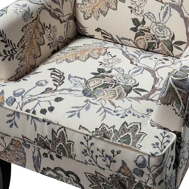 Club Chair Armchair with Nailhead Trim, Track Arms & Removable Seat Cushion | Blue Floral / Grey Stripe / Blue Stripe / Buffalo Beige / Red Floral / Black Stripe / Orange / Red Stripe / Buffalo Navy / Buffalo Black | Single Seat